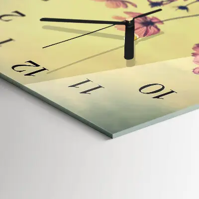 Moderne wandklok glas vierkant Bloemen