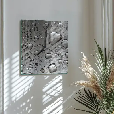 Vierkante glas klok Druppels