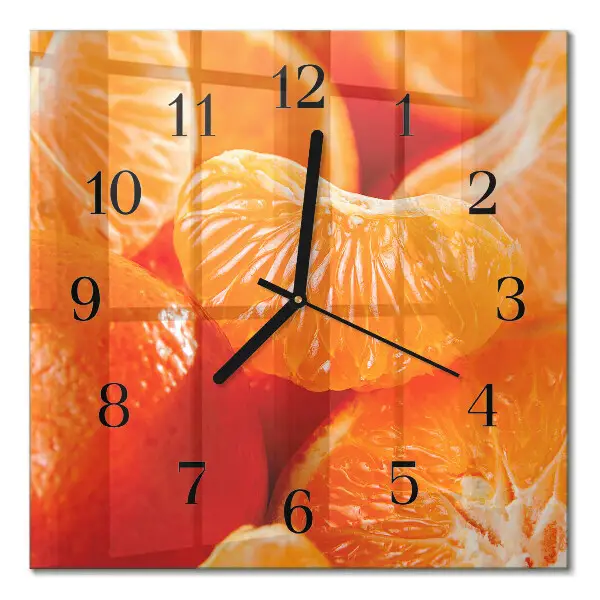 Moderne wandklok glas vierkant Mandarijnen