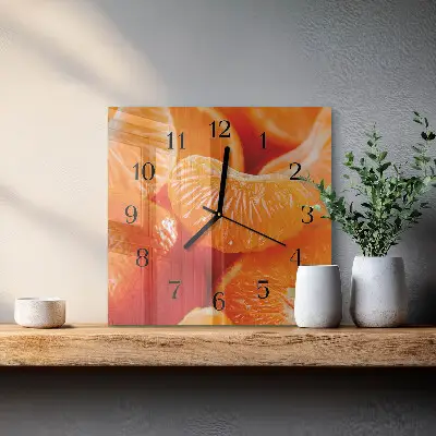 Moderne wandklok glas vierkant Mandarijnen