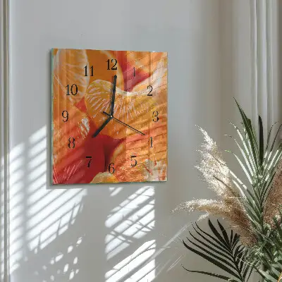 Moderne wandklok glas vierkant Mandarijnen