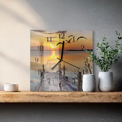 Decoratieve glazen klok vierkant Brug over het meer
