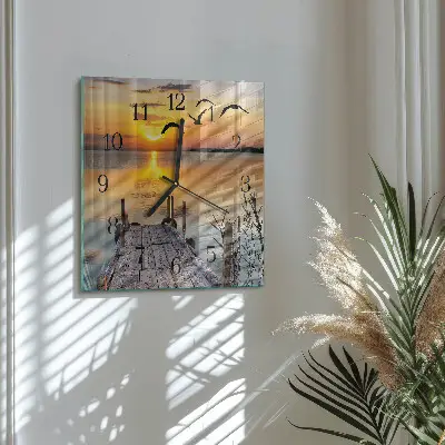 Decoratieve glazen klok vierkant Brug over het meer