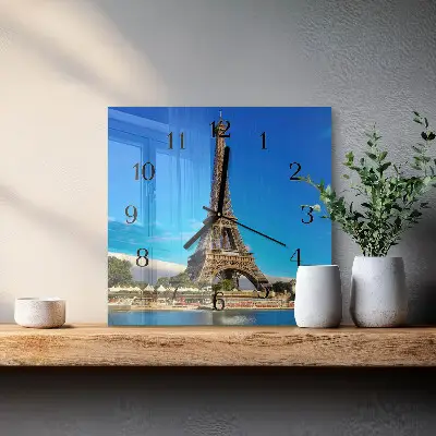 Vierkante glazen klok Eiffeltoren parijs