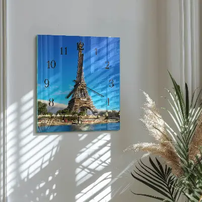 Vierkante glazen klok Eiffeltoren parijs