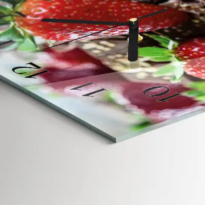 Moderne wandklok glas vierkant Aardbeien