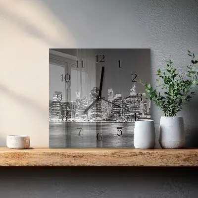 Vierkante glazen klok Horizon