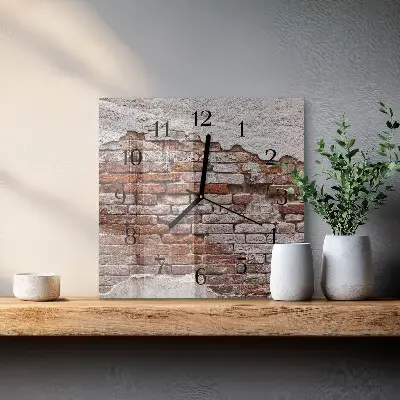 Vierkante glas klok Baksteen