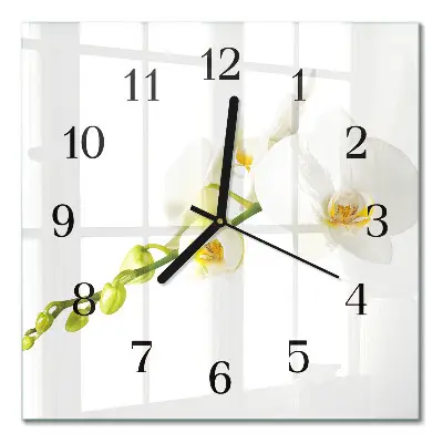 Moderne wandklok glas vierkant Orchidee