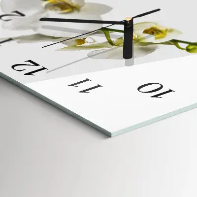 Moderne wandklok glas vierkant Orchidee