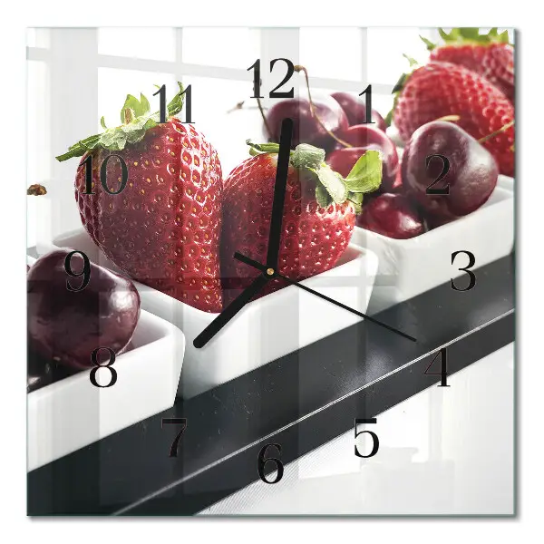 Decoratieve glazen klok vierkant Aardbeien