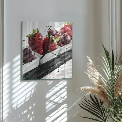 Decoratieve glazen klok vierkant Aardbeien