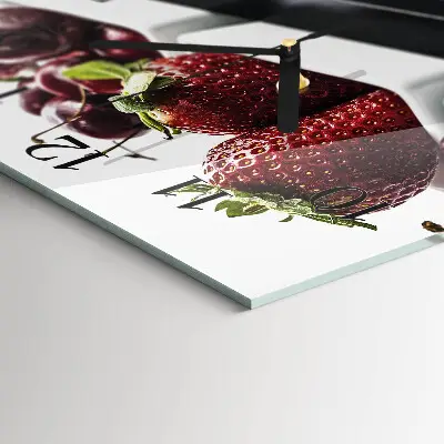 Decoratieve glazen klok vierkant Aardbeien