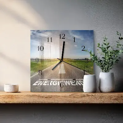 Vierkante glas klok Veldpad