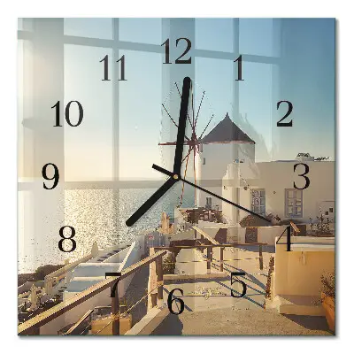 Moderne wandklok glas vierkant Santorini