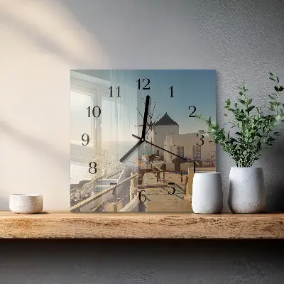 Moderne wandklok glas vierkant Santorini