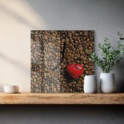 Decoratieve glazen klok vierkant Koffiebonen