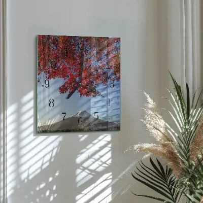 Vierkante glas klok Bergbladeren