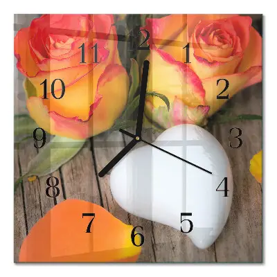 Moderne wandklok glas vierkant Hart
