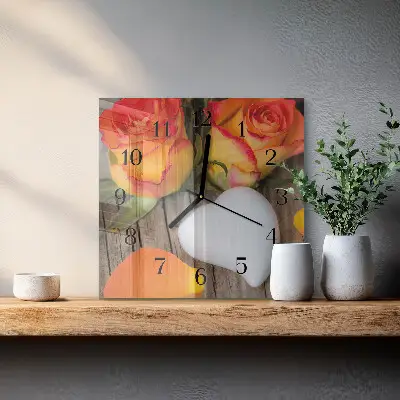 Moderne wandklok glas vierkant Hart