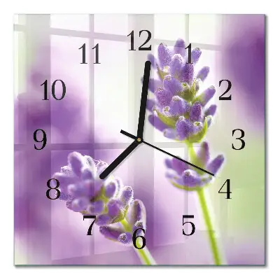 Vierkante glazen wandklok Lavendel