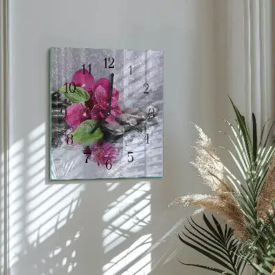 Moderne wandklok glas vierkant Orchidee