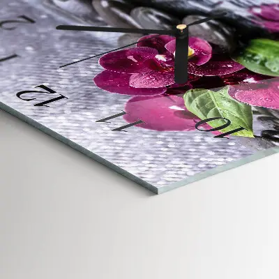 Moderne wandklok glas vierkant Orchidee