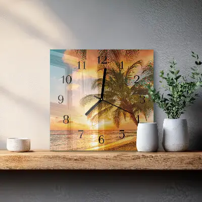 Decoratieve glazen klok vierkant Zonsondergang