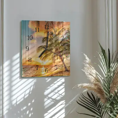 Decoratieve glazen klok vierkant Zonsondergang