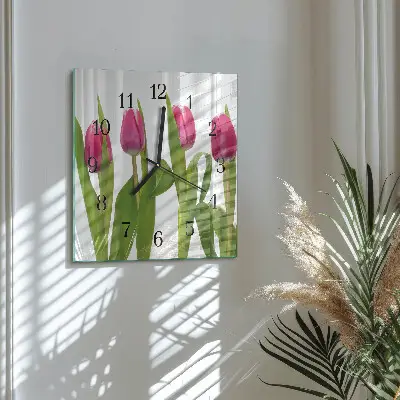 Moderne wandklok glas vierkant Tulpen