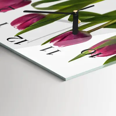 Moderne wandklok glas vierkant Tulpen