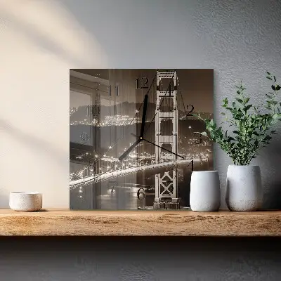 Vierkante glazen klok Brug