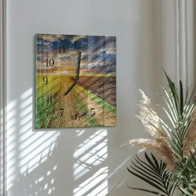 Vierkante glas klok Veld