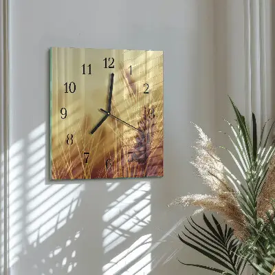 Vierkante glazen wandklok Graan