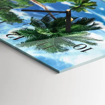 Moderne wandklok glas vierkant Palmbomen