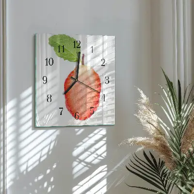 Vierkante glazen klok Aardbei