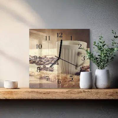 Decoratieve glazen klok vierkant Koffie