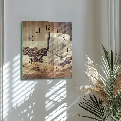 Decoratieve glazen klok vierkant Koffie