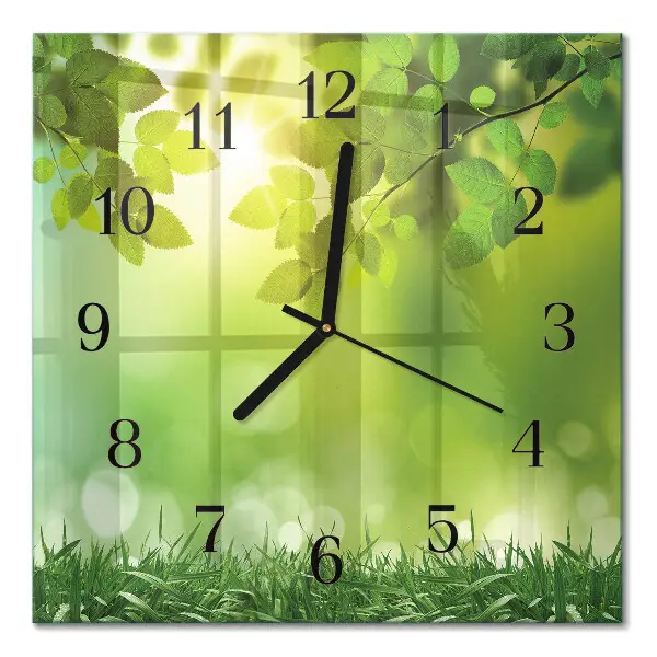 Moderne wandklok glas vierkant Lente