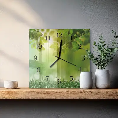 Moderne wandklok glas vierkant Lente