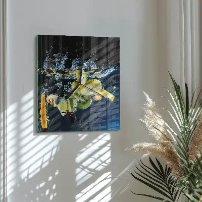 Vierkante glazen klok Fruit