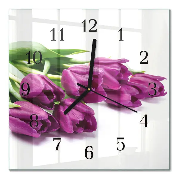 Decoratieve glazen klok vierkant Tulpen