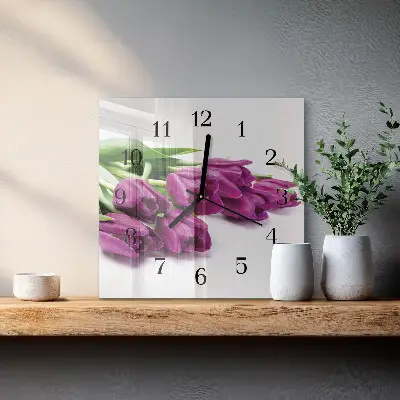 Decoratieve glazen klok vierkant Tulpen