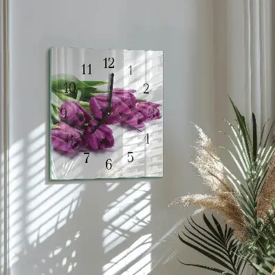 Decoratieve glazen klok vierkant Tulpen