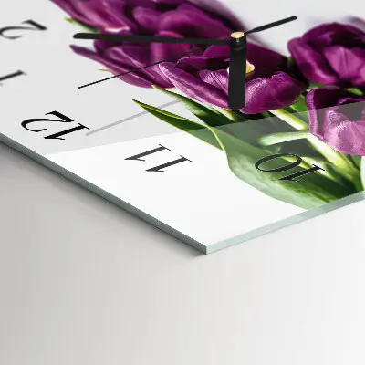 Decoratieve glazen klok vierkant Tulpen