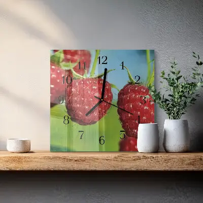 Vierkante glas klok Frambozen