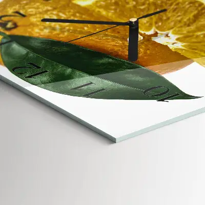 Vierkante glazen wandklok Sinaasappels