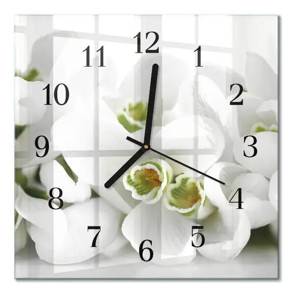 Moderne wandklok glas vierkant Bloemen