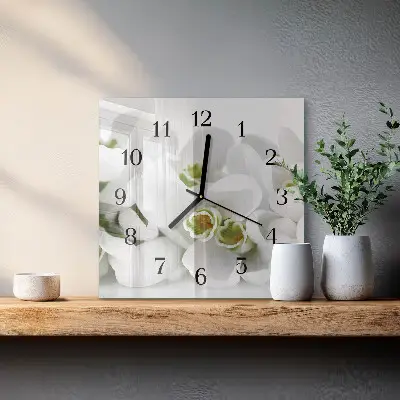 Moderne wandklok glas vierkant Bloemen