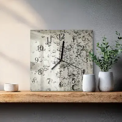 Moderne wandklok glas vierkant Druppels